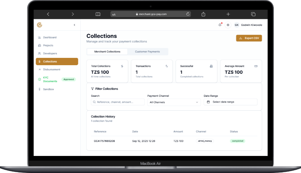 GCA Pay Collections Dashboard